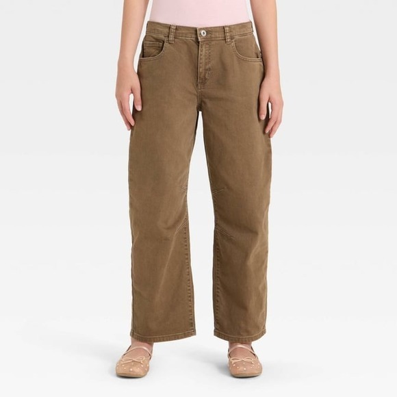 Cat & Jack Other - Girls' Mid-Rise Tapered Leg Jeans Brown‎ Size 12